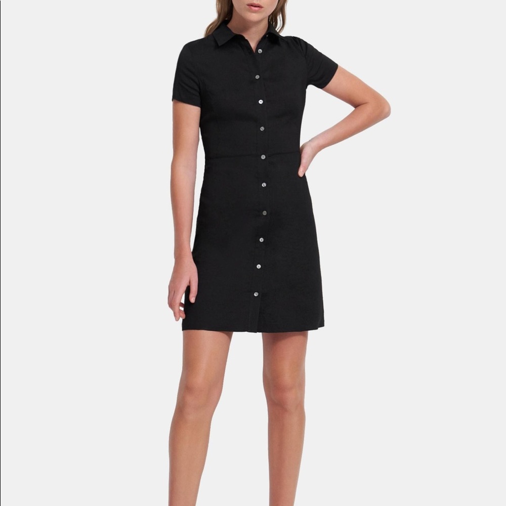 Theory Black Button Down Dress NWT Size 10